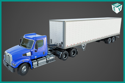 Heavy Truck blue with Semi Trailer URP HDRP Textures