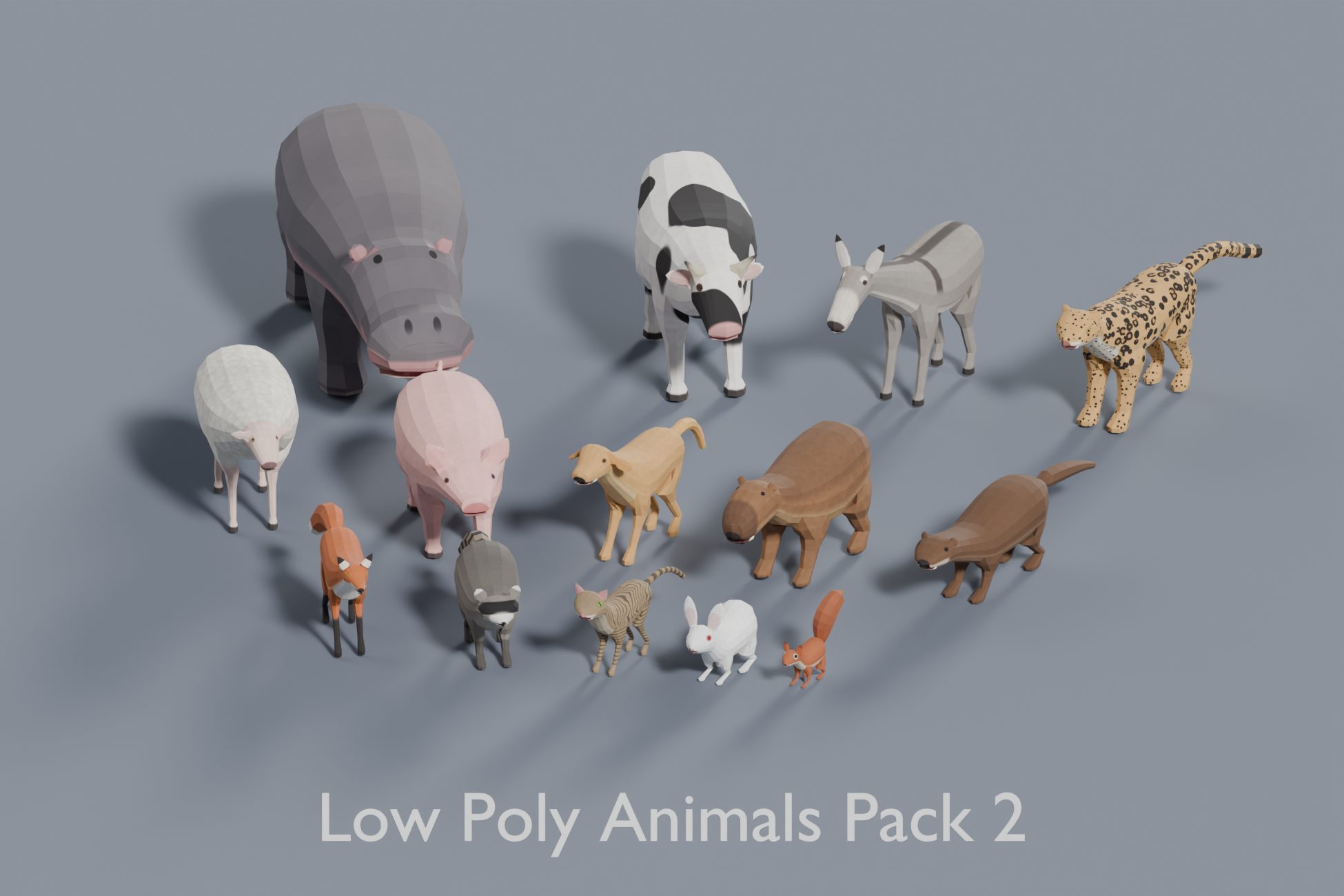 Animated Low Poly Animals Pack 2 | Fox, Cow, Cat, Pig & More | 112 Variants