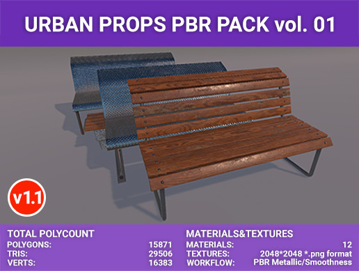 Urban props PBR Pack vol. 01 | 3D Props | Unity Asset Store