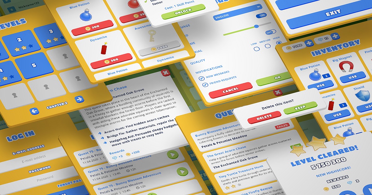 Cartoon Sweet GUI 2.0 - full UI pack | 2D GUI | Unity Asset Store