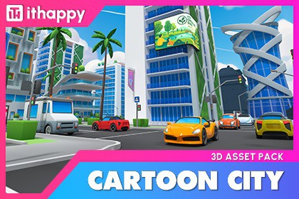 Cartoon City Free - Low Poly City 3D Models Pack