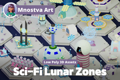Low Poly Lunar Zones – Sci-Fi Modular Exteriors Pack