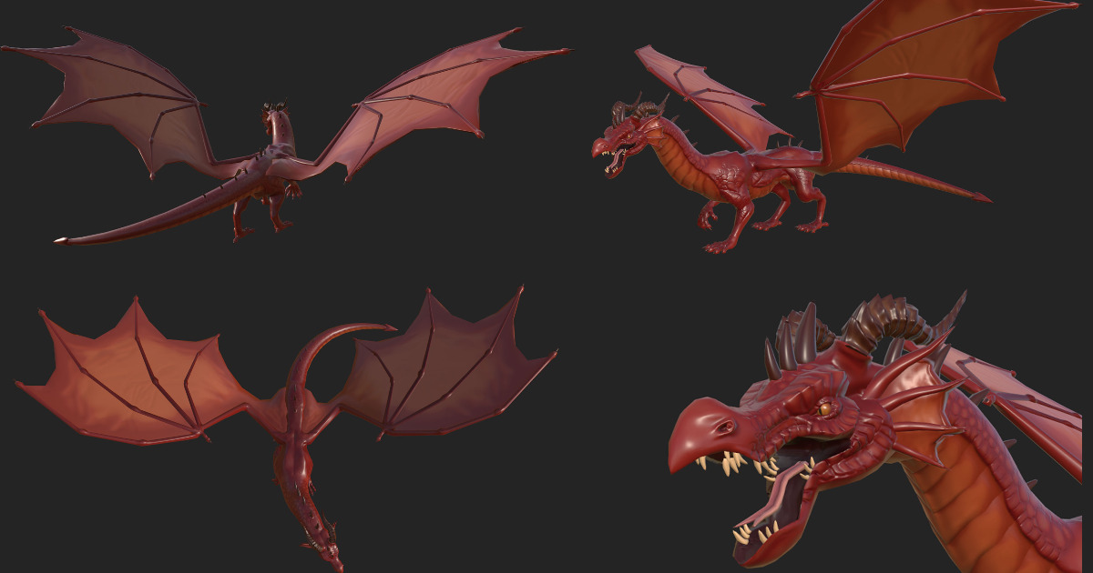 Semi realistic dragon 6 textures | 3D Creatures | Unity Asset Store