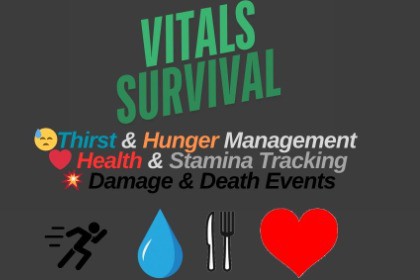 Vitals-Survival Thirst,Hunger,health,stamina and Damage System