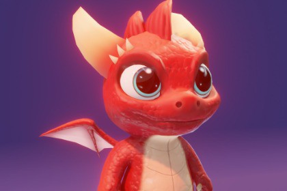 Cartoon Red Baby Dragon 3D Character With 5 Music Tracks & 36 Sound Effects