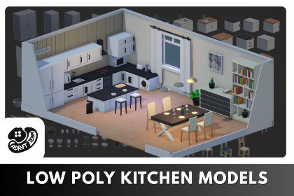 Low Poly Kitchen - Modular Assets
