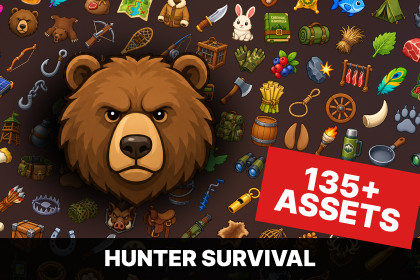 Survival Hunting Camping Wilderness Resources Crafting Icons Pack