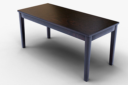 Modern Rectangular Dark Wood Table – Game Ready Furniture Asset