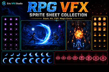 RPG VFX Sprite Sheet Collection(Slash,Hit,EXP,Magic Circle)
