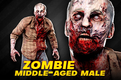 Zombie Middle-Aged Male - HD PBR Rigged Character