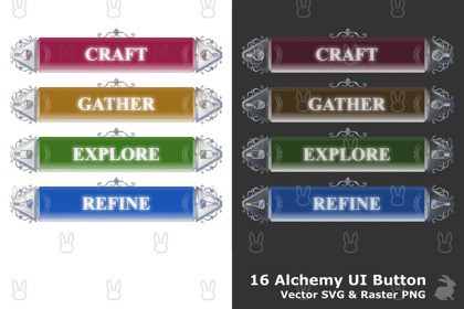 16 Antique & Alchemy UI Button - Vector Frames Set