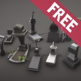 Low Poly Cemetery Grave Kit with LODs