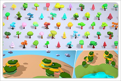 100 Stylized Tree Pack - Island Environment – 110 Casual Style Props