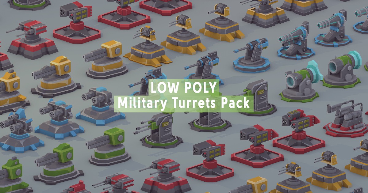 Unity 2d Block Turret Low Poly Military Turrets Pack | 3D Guns | Unity Asset Store