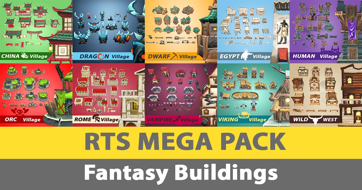 RTS Mega Pack Fantasy Buildings | 3D Fantasy | Unity Asset Store