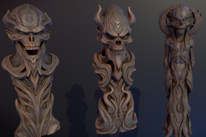 4 Dark Fantasy Totems / Statues