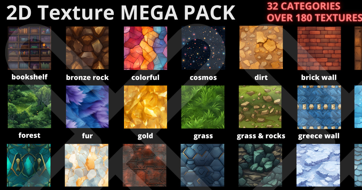 2D Texture Hand Painted Style, Tileable - Megapack | 2D Textures ...