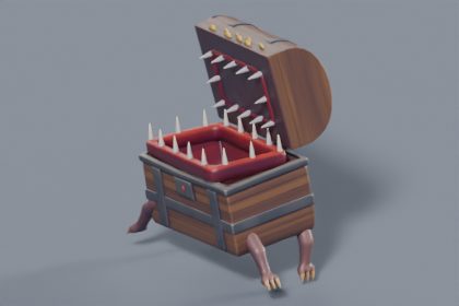 3D Mimic - Stylized Rigged & Animated Treasure Chest Monster with PBR