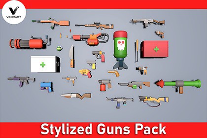 Low poly Stylized Guns Pack.