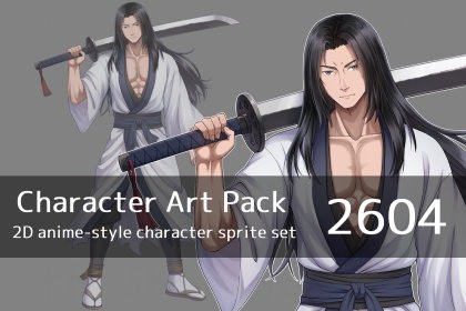 Anime Character Art Pack: 2604 - Image: Male, bodyguard, samurai, ronin
