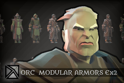 Low Poly Orcs Modular Armors Ex2 - LOWPOLY MEDIEVAL FANTASY SERIES