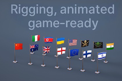 Flags – Game Ready, Rigged and Animated