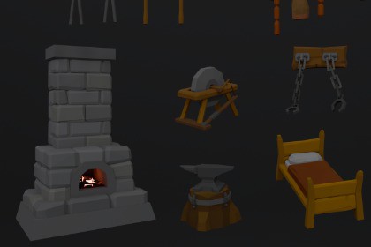 Low Poly Dungeon Props