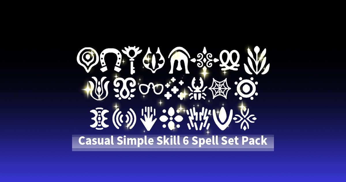 Casual Simple Skill 6 Spell Set Pack | 2D Icons | Unity Asset Store