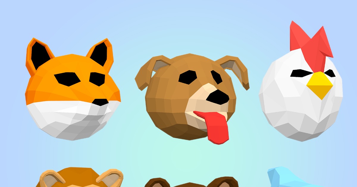 Unity Avator Image Stylized Animal Head Avatar Pack | 3D 動物 | Unity Asset Store