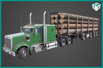 Truck 07 Log Trailer Green Version URP HDRP Textures