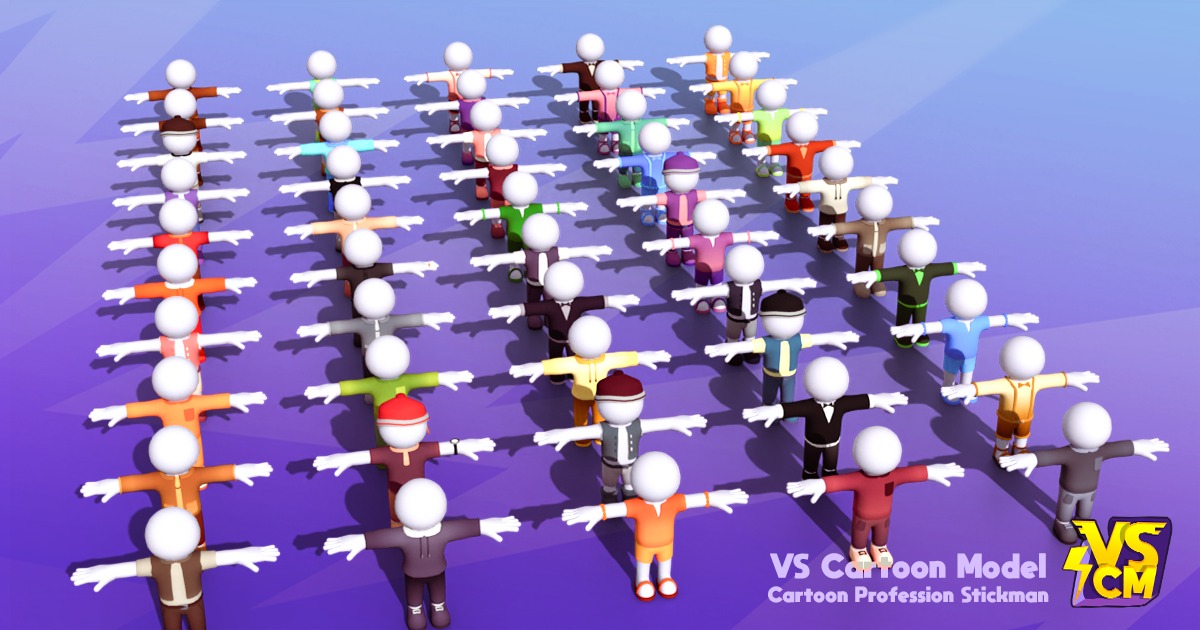 Unity Stick Men Cartoon Casual Stickman | 3D キャラクター | Unity Asset Store