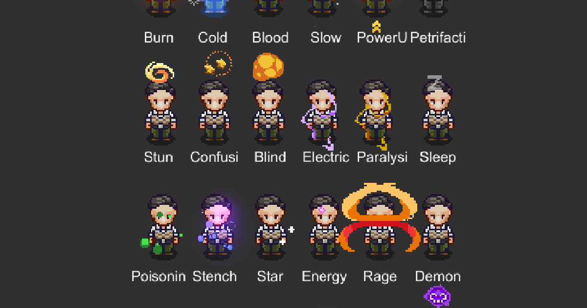 Pixel Art Status Effects (Particle) | 2D | Unity Asset Store