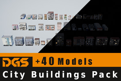 Low-Poly City Buildings Pack 2 - With LOD & Night Lights Ready