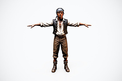 Rigged Pirate Crewman Game Ready 3D Model