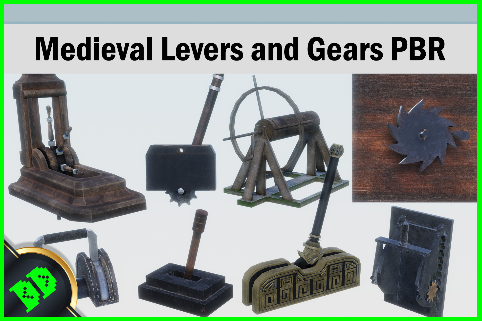 Medieval Levers and Gears PBR 3D 道具 Unity Asset Store