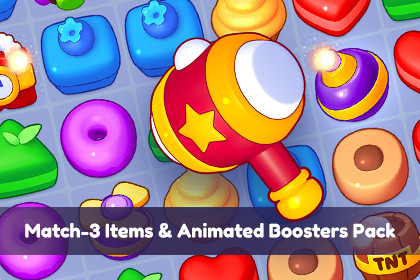 Match-3 Items & Animated Boosters Pack