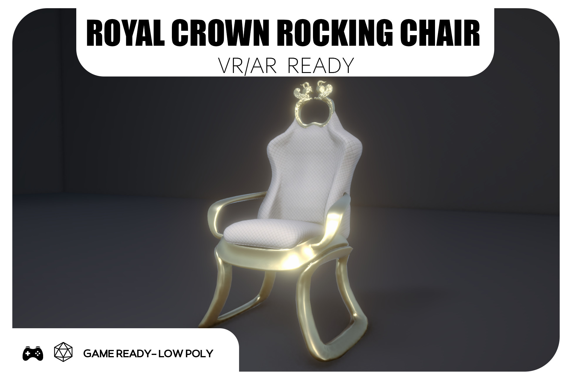 Royal Crown Rocking Chair - Game Ready | 3D Furniture | Unity Asset Store