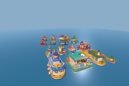 Stylized Toy Boats - Tugboats & Harbour Pack