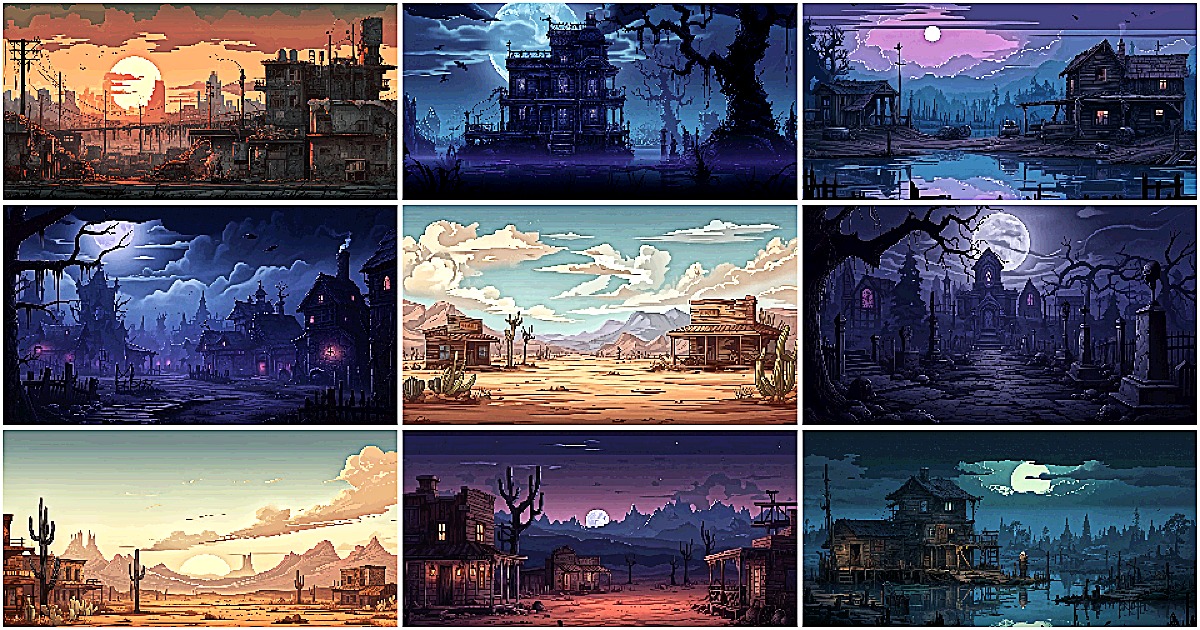 BACKGROUND - Pixel Ghost Town 2 | 2D Environments | Unity Asset Store
