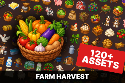 Farm Harvest Animals Crops Market Homestead Icons Pack