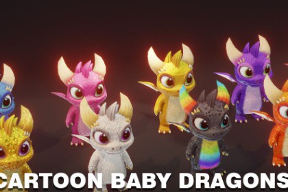 Cute Baby Dragons 3D Model With 5 Music Tracks and 36 Sound Effects (Built-In)