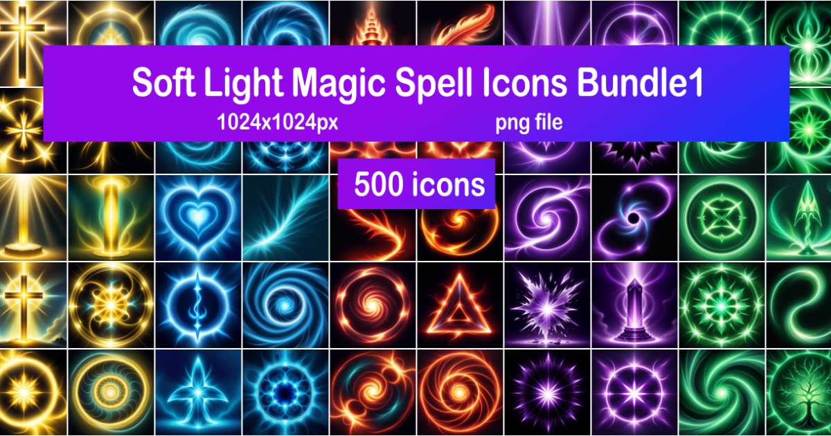 Soft Light Magic Spell Icons Bundle1 | 2D Icons | Unity Asset Store
