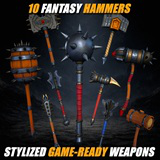 Stylized Fantasy Hammer Pack – 10 GameReady Weapons