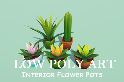 Low Poly Interior Flower Pots