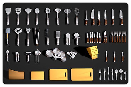 Kitchen Tool - 50+ Realistic Kitchen Asset Pack Low poly Utensil - Cooking Props