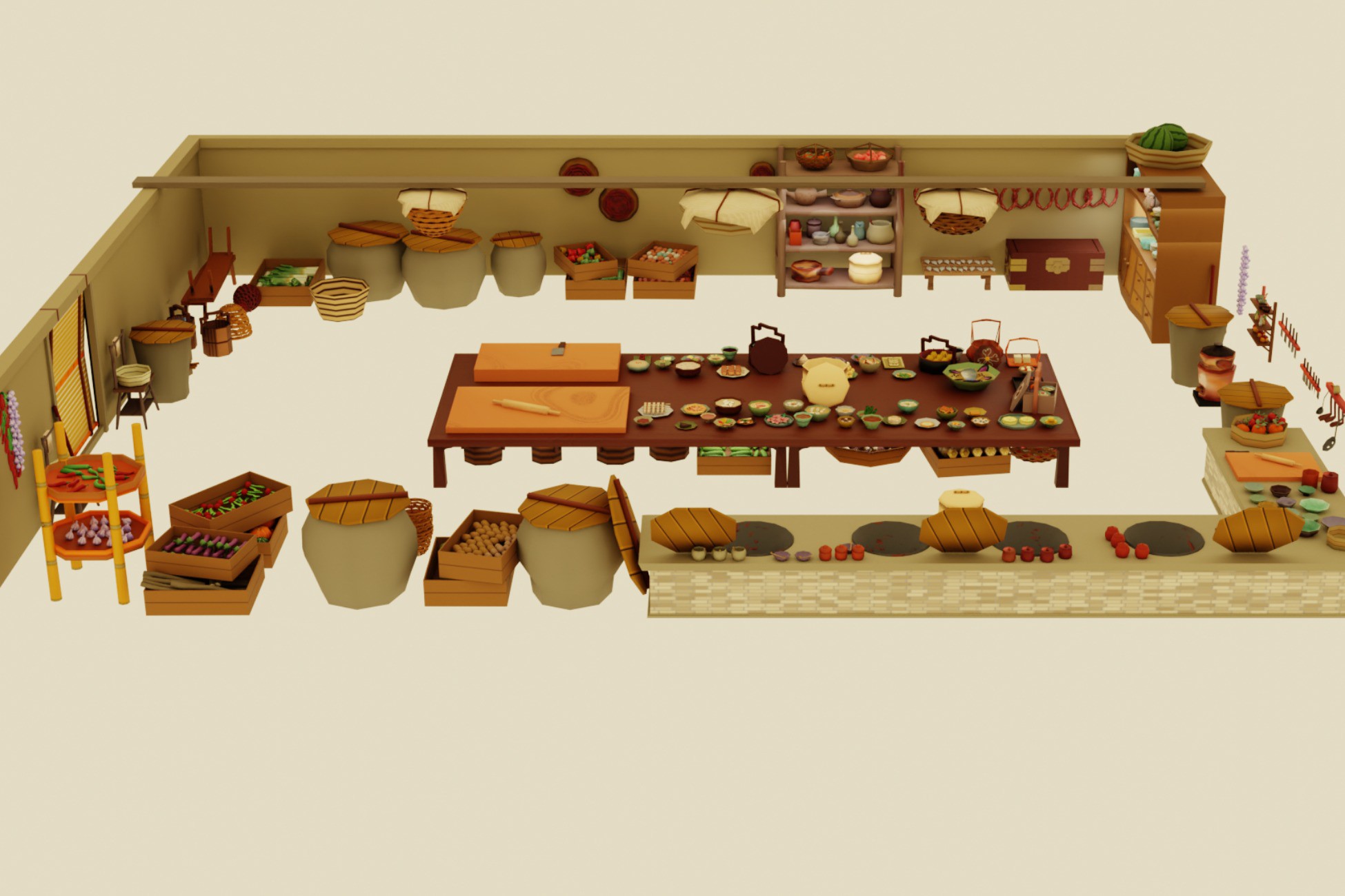 Stylized Ancient Chinese Kitchen by HaHaZai