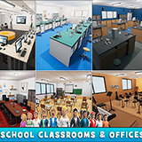 LowPoly School Classrooms and Offices