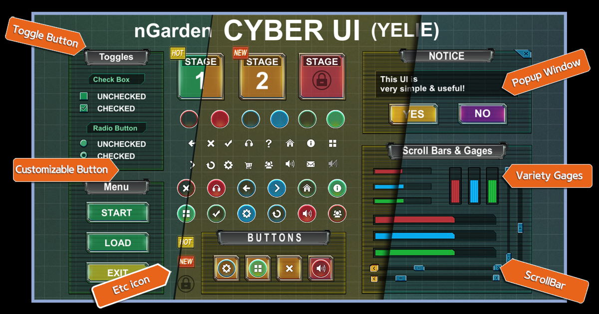 nGarden Cyber UI Pack | 2D GUI | Unity Asset Store
