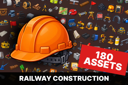 Railway Construction Track Maintenance Engineering Infrastructure Icons Pack