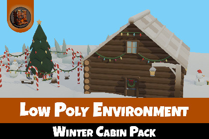 Low Poly Winter Log Cabin Pack